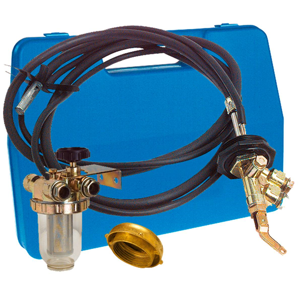 Servobloc pour installation sur une cuve à fuel, en plastique, avec malette