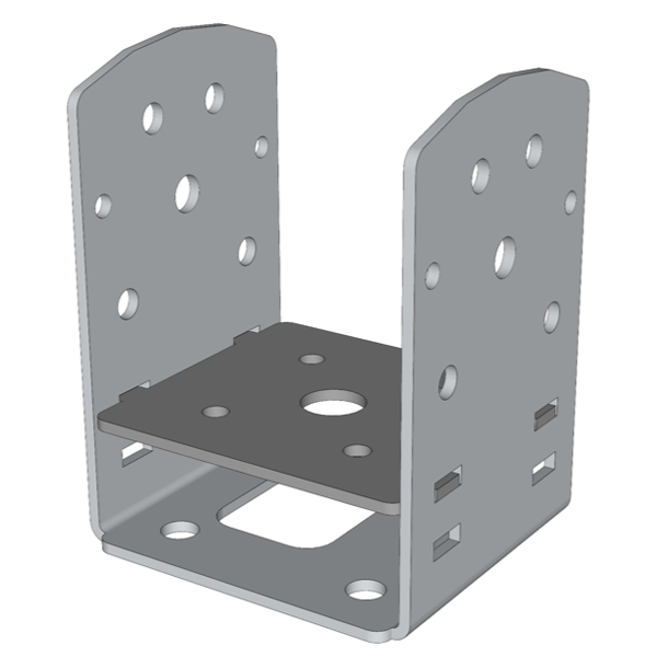 Connecteur en U pour la fixation de poteaux verticaux 90 x 90 mm sur vis de fondation - système Weasyfix
