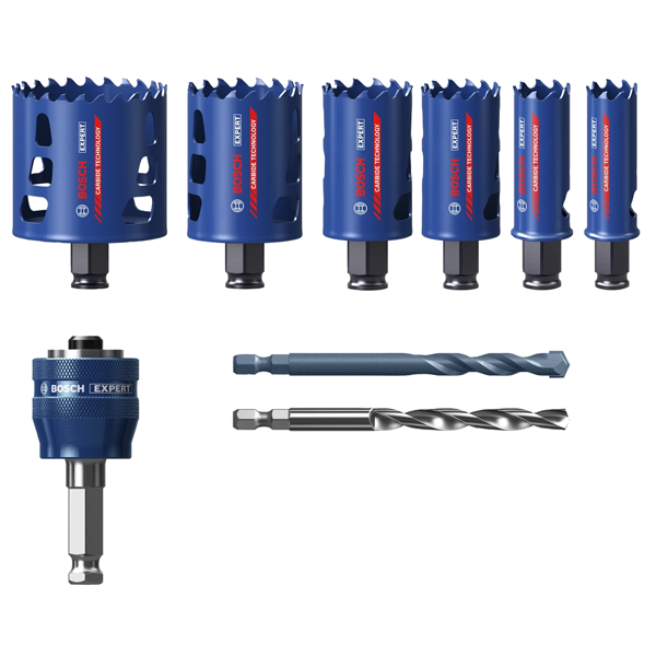 Coffret de 6 scies trépans multi-matériaux - Expert Tough Material Bosch - 22 à 68 mm - longueur utile 60 mm