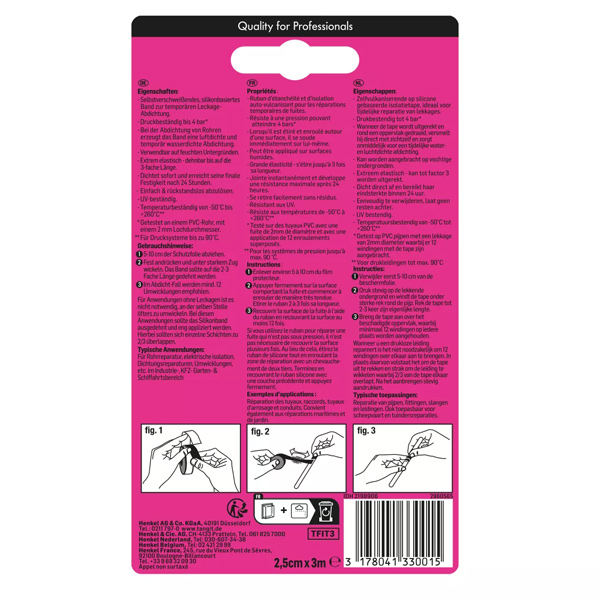 Ruban polyvalent auto-amalgamant réparation et étanchéité - FIX IT Tangit - 2,5 cm x 3 mètres