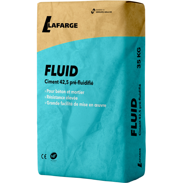 Ciment 42,5 N préfluidifié pour béton et mortier - NF CE - Fluid Larfarge - sac de 35,0 kg