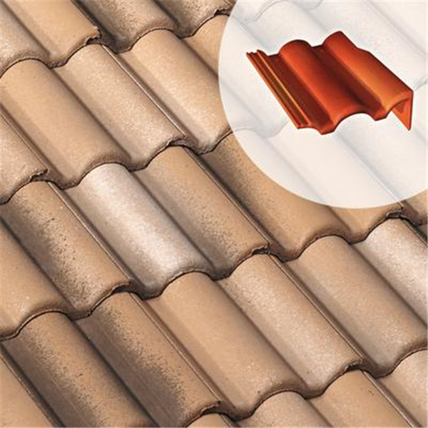 Tuile de rive droite en béton avec rabat - Plein ciel - Dune sable - 42 x 33.5 x 15.5 cm