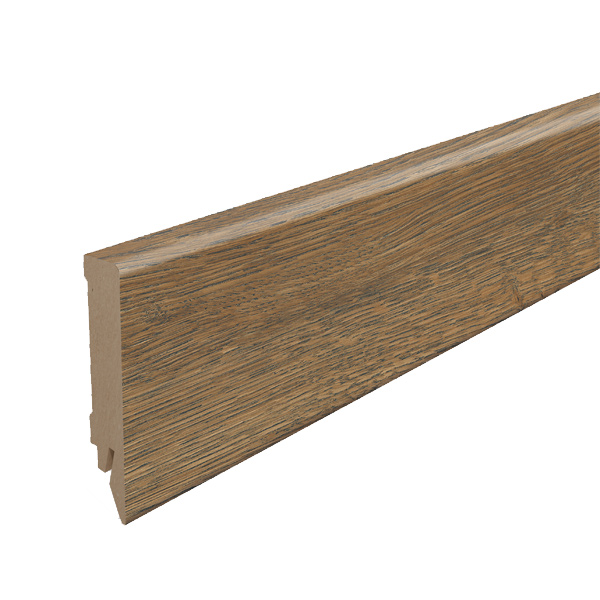 Plinthe MDF pour parquet stratifié Egger - Hauteur 80 mm - Ép.14 mm - Longueur 2,40 m - Chêne Turin Foncé