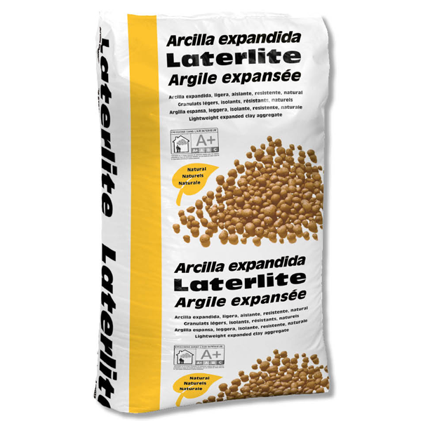 Bille d'argile expansée Laterlite - granulat léger isolant de granulométrie de 3 à 8 mm - sac de 50 LTR