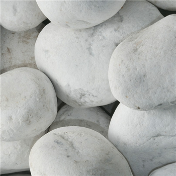 Galet en marbre blanc de Carrare pour décoration de jardin - granulométrie  40 à 60 mm - Sac de 25 kg