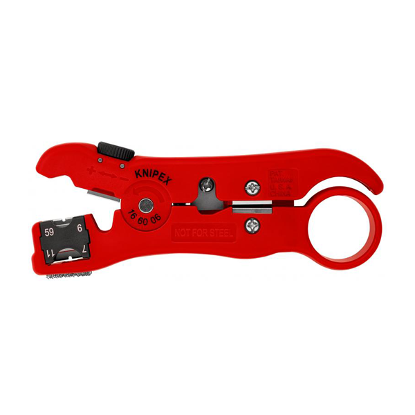 Outil dénudage universel câbles coaxiaux RG 59 - RG 6 - RG 7 - RG 11 Knipex - Boîtier plastique