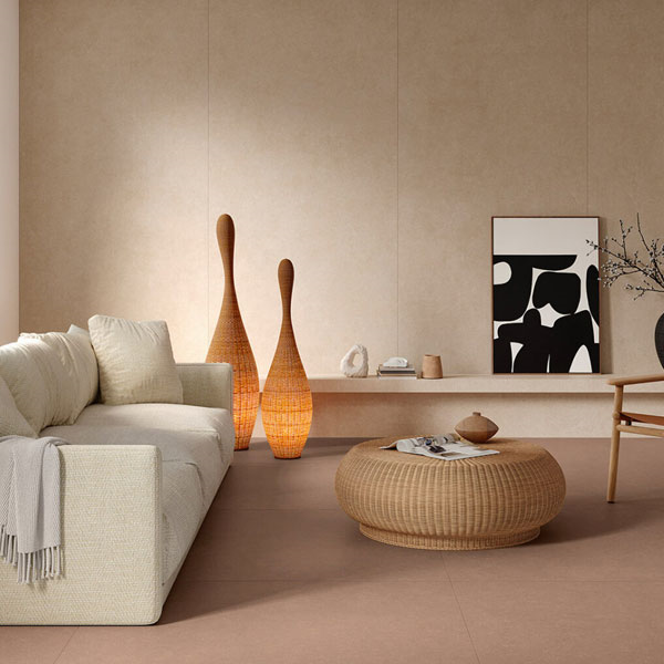 Carrelage sol intérieur antidérapant R11C effet ciment en grès cérame - Materia - 30 x 60 cm - ép. 9 mm - Mattone