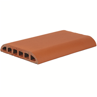 Chapeau de mure plat en terre cuite Terreal CH02 avec quart de rond - Rouge lisse - 40 x 22 x 5 cm
