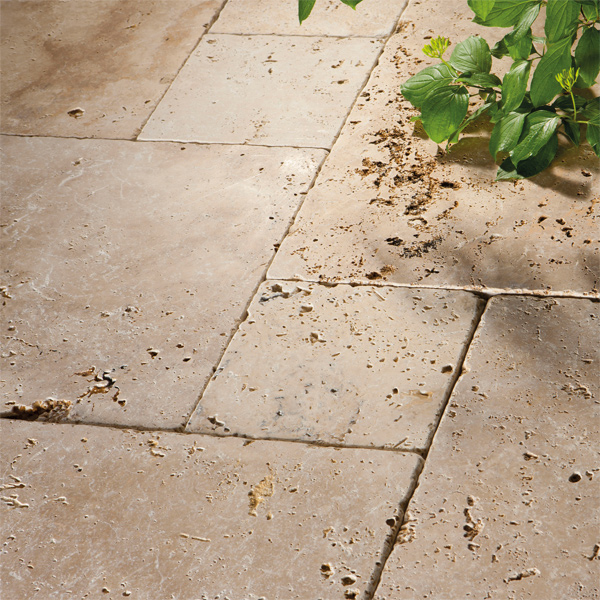 Dalle en pierre naturelle Travertin Rustic pour sol et mur intérieur ou extérieur - 61 CM x 40,6 CM - ép. 12 MM