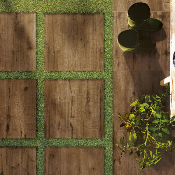Carrelage extérieur grès cérame émaillé rectifié effet bois Woodtale - 60,0 cm x 60,0 cm - ép. 20,00 mm - Noce