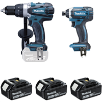 Ensemble 2 machines Makita DDF458 et DTD152 18 V LXT avec 3 batteries référence DLX2144TJ1