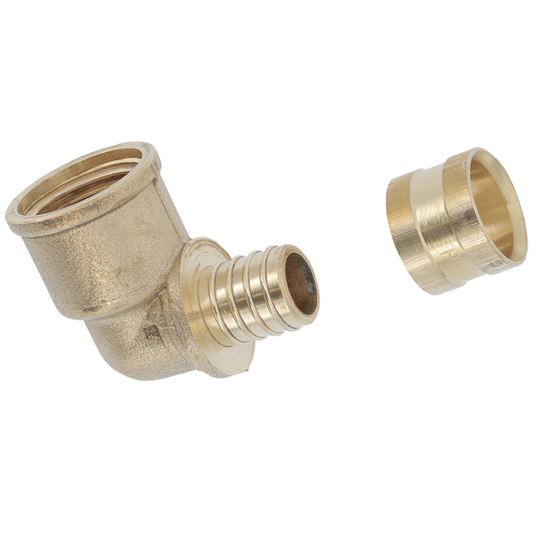 Raccord PER coudé femelle 1/2" en laiton à sertir par glissement pour tube Ø 16 mm
