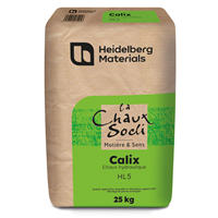Chaux hydraulique blanche Calix HL5 - Enduisage rejointoiement et montage - Sac de 25,0 KG