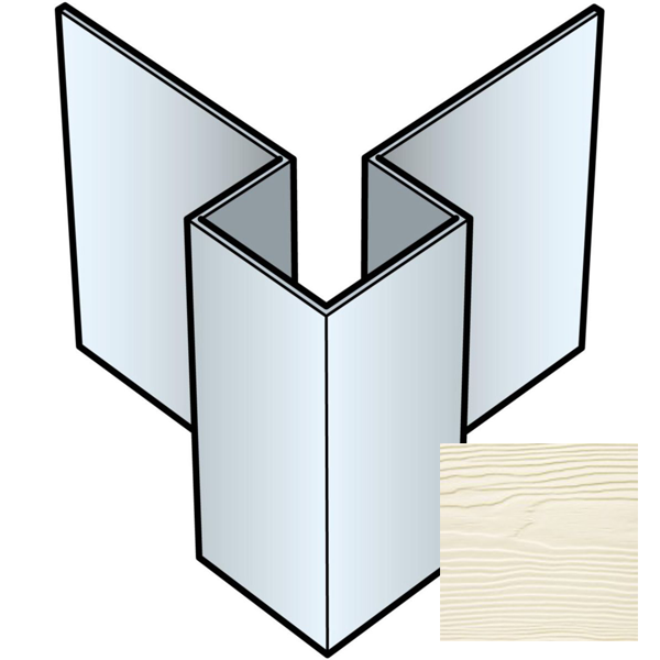 Profil d'angle extérieur symétrique pour bardage Cedral Lap - Aluminium laqué Blanc crème C07 - longueur 3,00 M