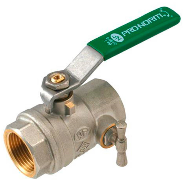 Vanne à sphère NF Double Femelle 3/4" A purge Passage intégral Poignée plate