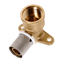 Raccord PER coudé 90° en applique sortie femelle fixe 1/2" en laiton à sertir par écrasement pour tube Ø 20 mm