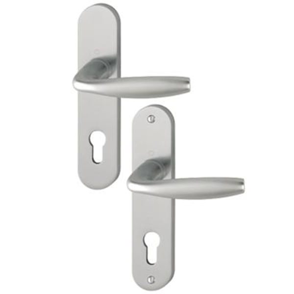 Poignée de porte clé en I - New York Hoppe - porte 38 - 47mm carré 7mm - Alu aspect inox