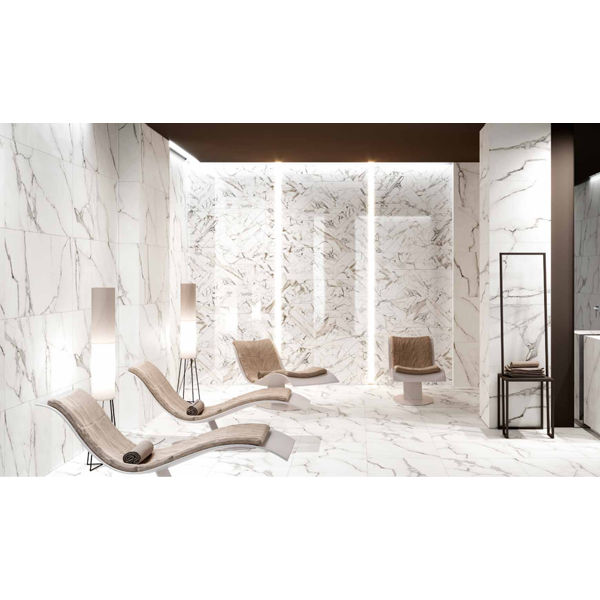 Faïence murale effet marbre polie et rectifiée - Rhapsody - 60,0 CM x 120,0 CM - ép.7,00 MM - White Beauty