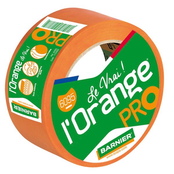 Ruban adhésif PVC plastifié Barnier 6095 - Largeur 75 mm - Orange - Rouleau 33M