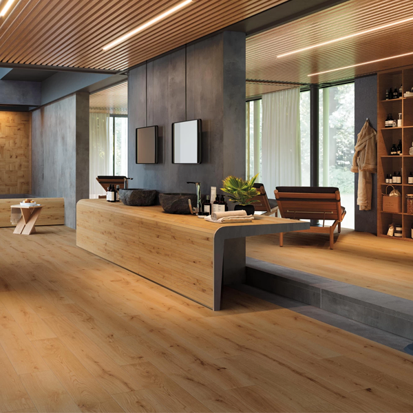 Carrelage intérieur en grès cérame rectifié effet bois Exence - 120,0 CM x 20,0 CM - ép. 9,00 MM - Amber