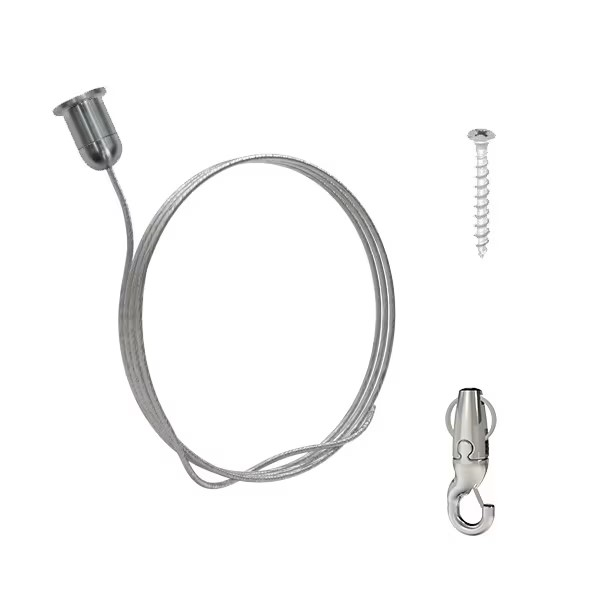 Crochet de suspension plafond pour îlot acoustique - Kit KBL embout déco Angel Gripple - 15kg max - câble de 1,00 M - sachet de 6