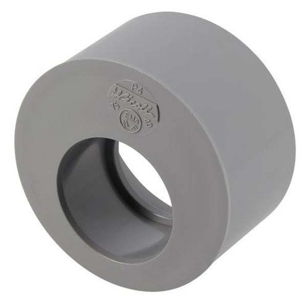Tampon de réduction simple à coller Nicoll P4 - eaux usées et vannes - mâle/femelle - PVC - diamètre 75/40 mm