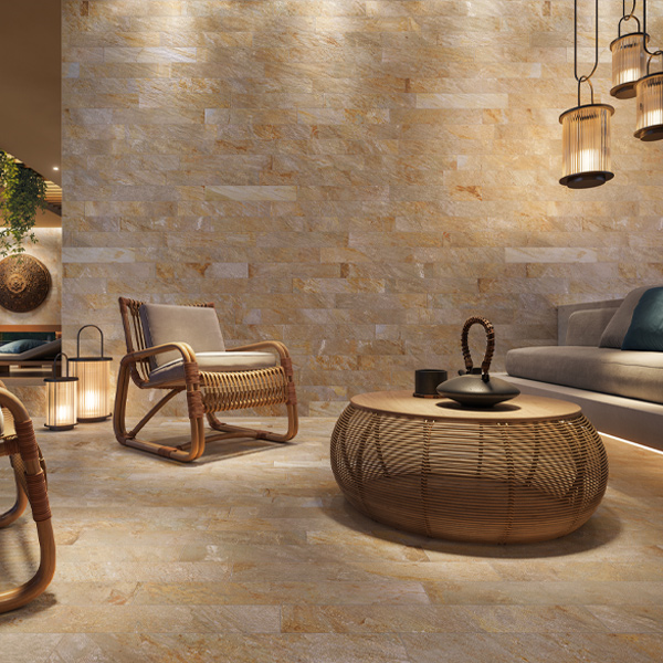 Carrelage extérieur antidérapant effet pierre de Bali - Zéphyr - 30,0 CM x 60,0 CM - ép. 9,00 MM - Gold