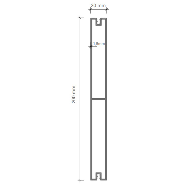 Lame pour clôture aluminium pleine - Wide 200 - Anthracite RAL7016 - Haut. 20,00 CM - Long. 1,985 m - Lot de 2