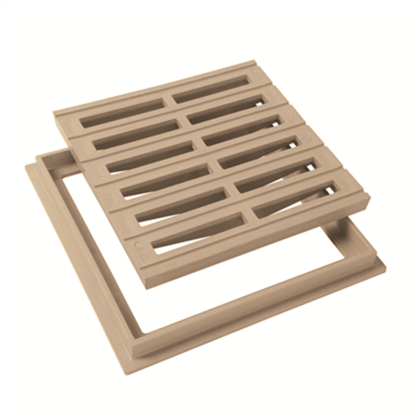 Grille avec cadre pour collecte des eaux de ruissellement - Nicoll - Sable - 250 x 250 mm
