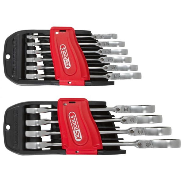 Jeu de 10 clés mixtes à cliquet KsTools Tête inclinable et verouillable