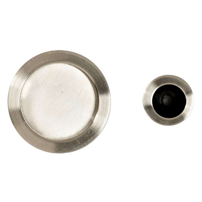 Kit poignées cuvettes pour porte coulissante épaisseur 38 à 48 mm - acier inox finition nickel satiné