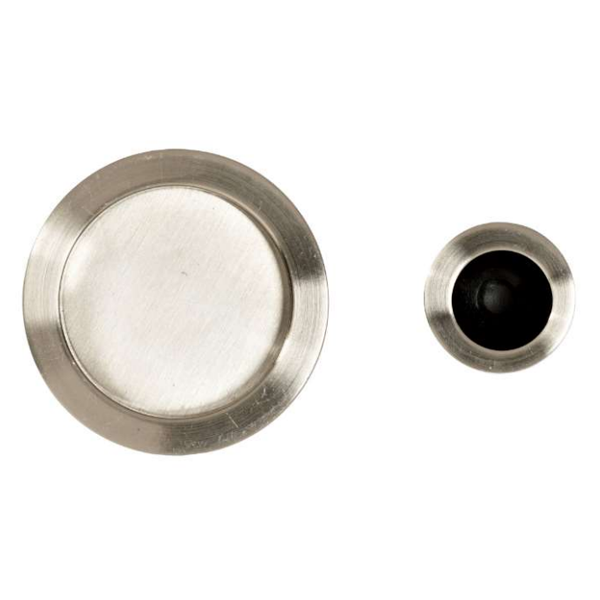 Kit poignées cuvettes pour porte coulissante épaisseur 38 à 48 mm - acier inox finition nickel satiné