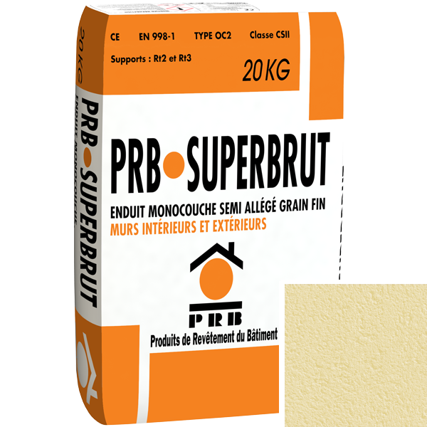 Enduit monocouche semi-allégé à grain fin PRB Superbrut type OC2 - Ténérife - sac de 20 kg