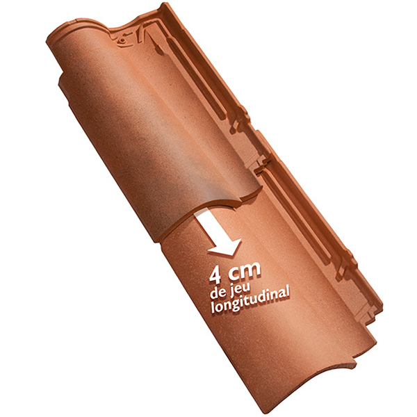 Tuile en terre cuite grand moule fort galbe d'aspect Canal - Fériane - Colorado - 48 x 29 cm