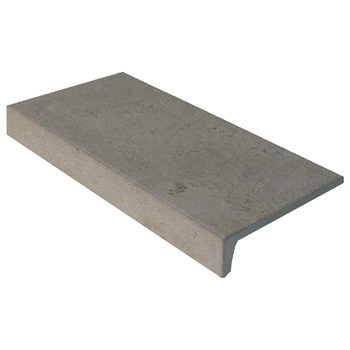 Nez de marche avec bord en L descendant en grès cérame effet pierre - Fiordi - 30,0 CM x 15,0 CM - hauteur 3,7 CM - Grigio