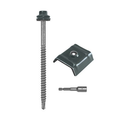 Pack de fixations bacs acier sur charpente bois - Gris terre d'ombre RAL7022 - 6,5 MM x 150,0 MM - Seau de 100