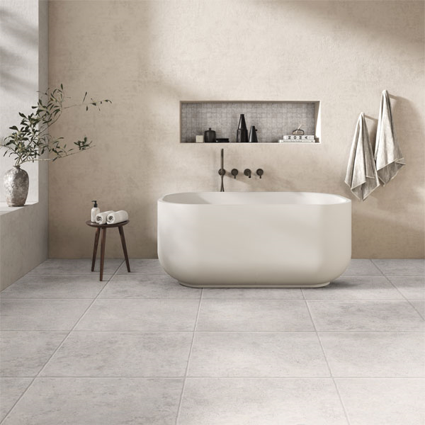 Carrelage effet pierre en grès cérame avec bords rustiques - Pierre Éternelle GRIP R11B - 50,0 cm x 50,00 cm - ép. 9,00 mm - Gris