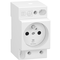 Prise de courant modulaire 2P+T Schneider Resi9 - NF - 2,5 modules - 250 V - 16 A - blanc