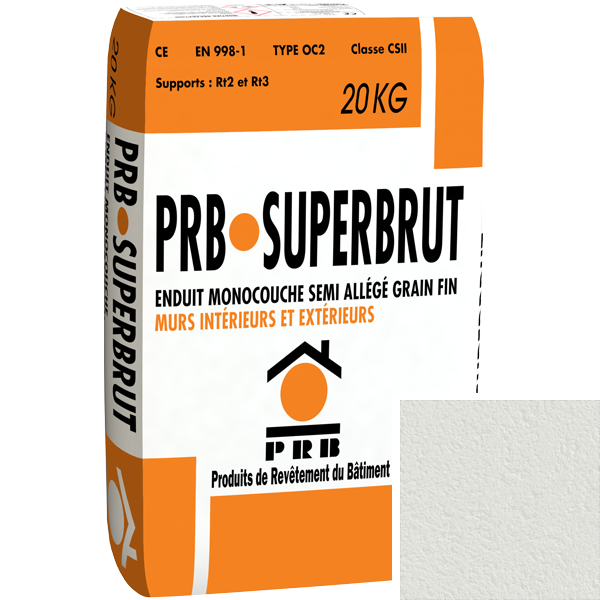 Enduit monocouche semi-allégé à grain fin PRB Superbrut type OC2 - Jersey - sac de 20 kg