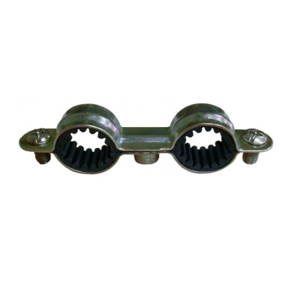 Collier sanitaire isophonique double - Fixation tuyauteries Ø16 mm Acier zingué blanc - Lot de 10