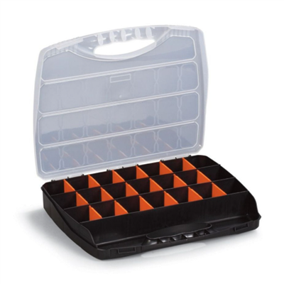 Mallette de rangement avec 18 séparateurs amovibles - 380 x 310 x 60 mm - Polypropylène noir