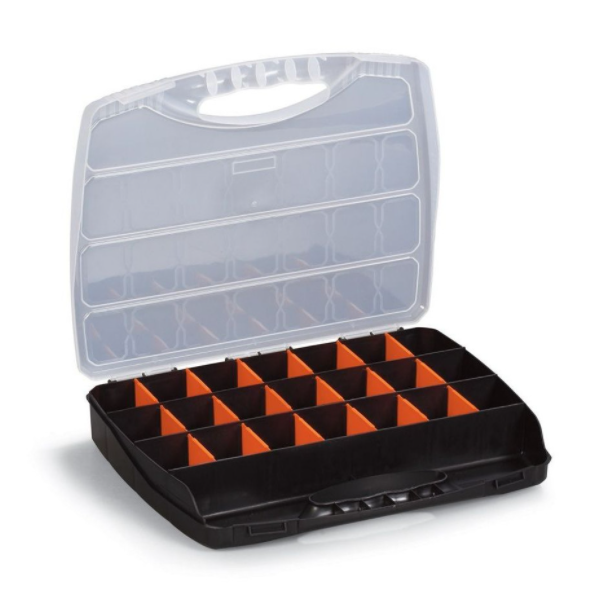 Mallette de rangement avec 18 séparateurs amovibles - 380 x 310 x 60 mm - Polypropylène noir