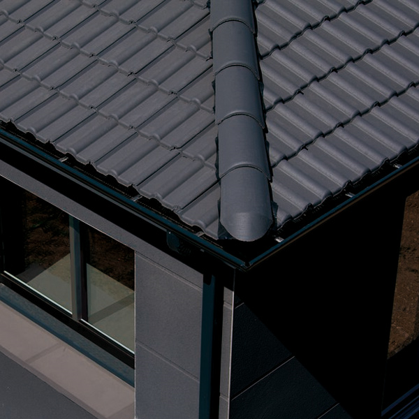 Tuile béton Double Romane - grand moule faible relief - Monier - 42 x 33 cm - Noir