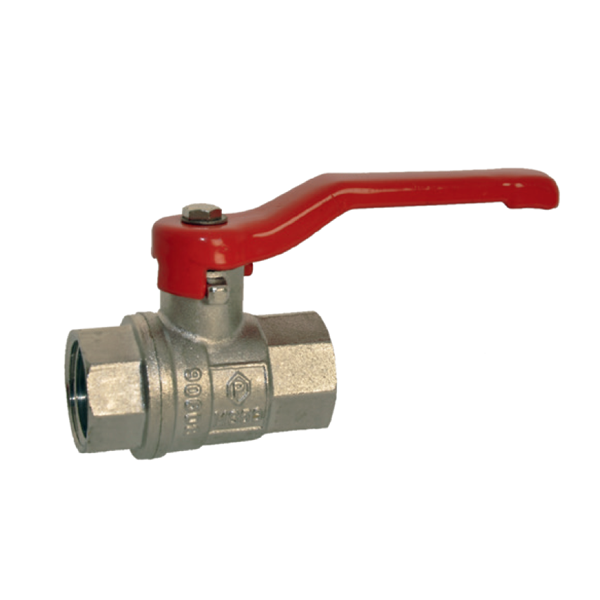 Vanne à boisseau double femelle laiton sphérique - 1/4 de tour - 20 x 27 mm - Manette rouge