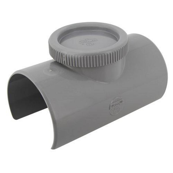 Selle de réparation à 90° pour tuyau de 100 mm Nicoll SLV109 avec bouchon de visite Ø 90 mm - PVC gris