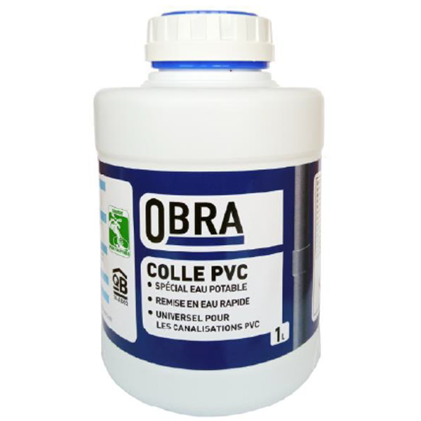 Colle PVC rigide spéciale eau potable Obra pour assemblage de canalisation et raccord - pot de 1000 MLT
