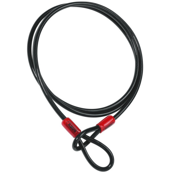 Câble antivol en acier à 2 boucles Abus Cobra avec gainage PVC noir - diamètre 8 mm - longueur 2 m