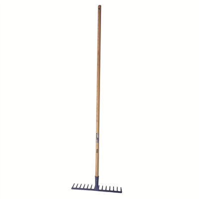 Rateau à douille forgée 14 dents droites Obra avec manche en bois 155 x 40 cm