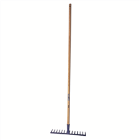 Rateau à douille forgée 14 dents droites Obra avec manche en bois 155 x 40 cm