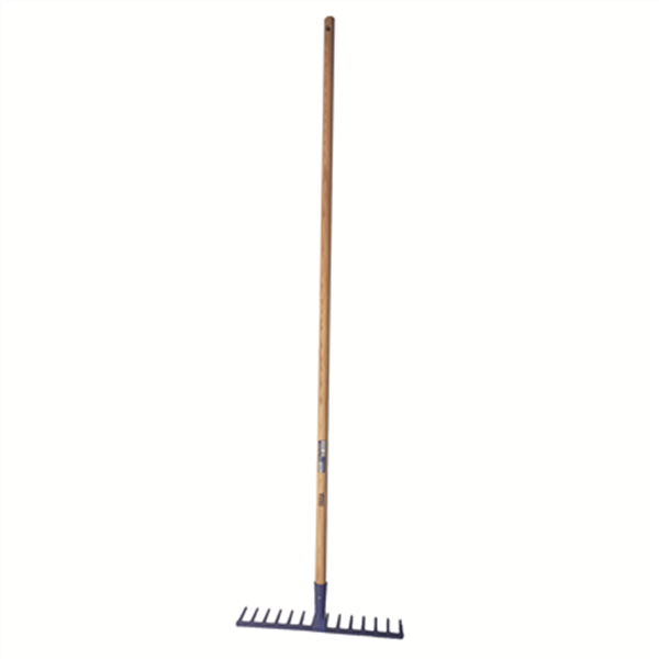 Rateau à douille forgée 14 dents droites Obra avec manche en bois 155 x 40 cm